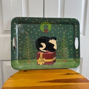 Sakura Warren Kimble cat presents Christmas tray